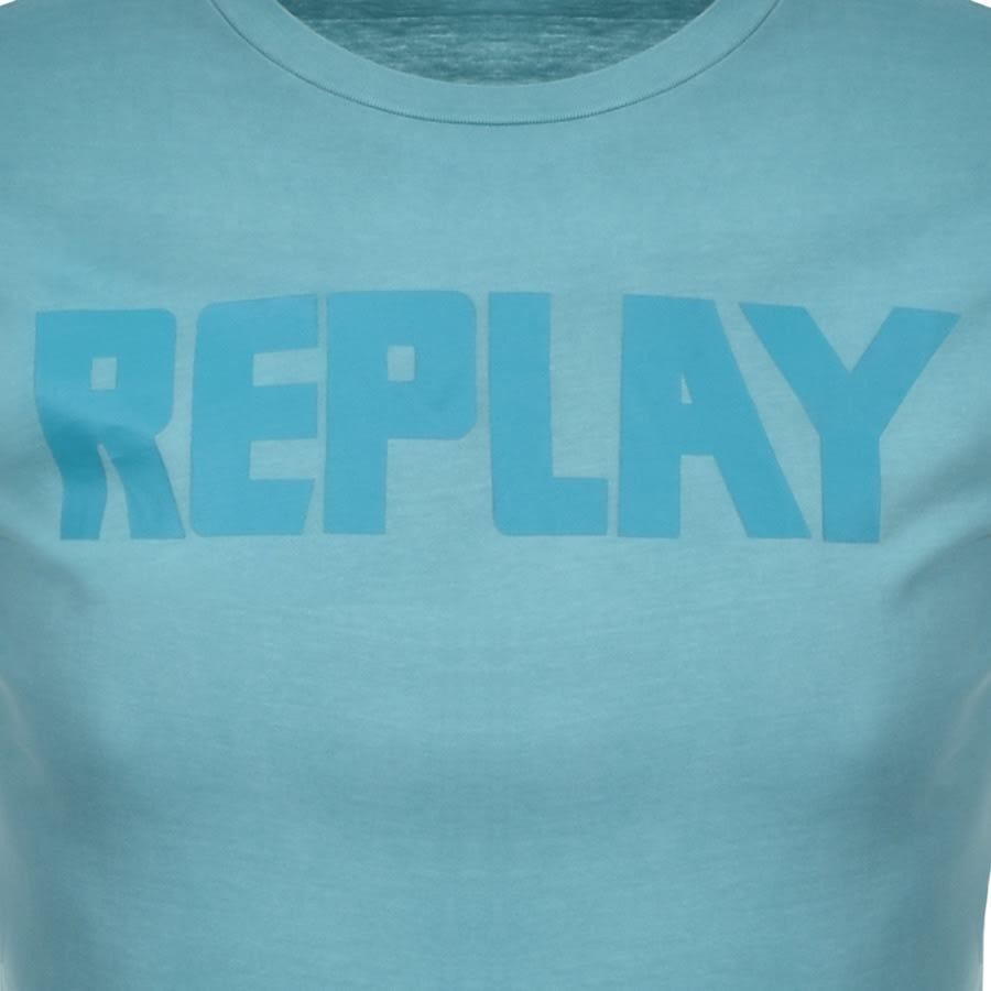 Alternative Image for ProductReplay Logo Crew Neck T Shirt Blue3